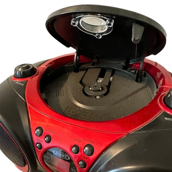 JENSEN CD-490 Portable Stereo CD Player With AM/FM Stereo Radio Boombox Red-Blk - Picture 4 of 7